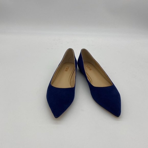 YDN Dark Blue Classic Pointy Toe Flat Suede Casual - Picture 2 of 8